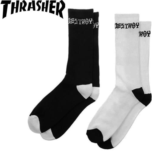 Chaussettes Thrasher destroy black and white (2 paires)