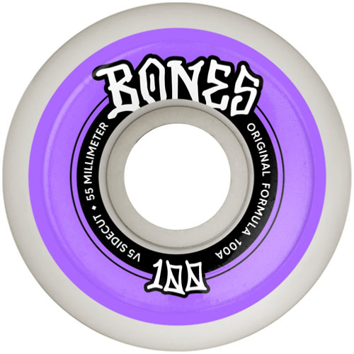 BONES WHEELS (JEU DE 4) 100'S 55MM V5 100A SIDECUT WHITE