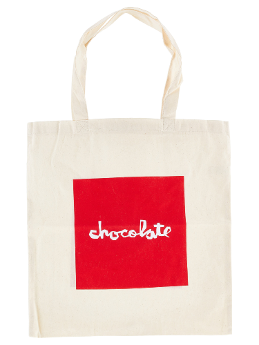 CHOCOLATE BAG RED SQUARE TOTE NATURAL